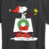 Women's - Peanuts - Snoopy and Woodstock House Sleigh Short Sleeve Graphic T-Shirt - 2 of 4