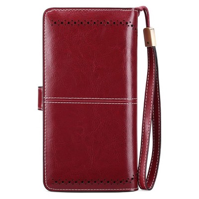 Women’s Wallet Leather Wristlet – RFID Blocking Large Capacity Credit Card Holder with Zipper Pocket, Multiple Compartments & Phone Slot