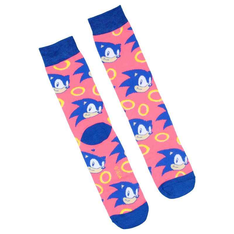Sonic The Hedgehog Socks Men's Retro 90s Designs 3 Pairs Mid-Calf Crew Socks Multicoloured, 3 of 5