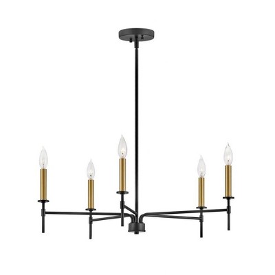 Lark Hux 5 - Light Chandelier in  Black/Lacquered Brass
