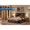 Bed Frame with High Storage Bookcase Headboard, Wood Bed Frame with 4 Storage Drawers, Built In Charging Station,No Box Spring Needed, Metal Frame, - 4 of 4