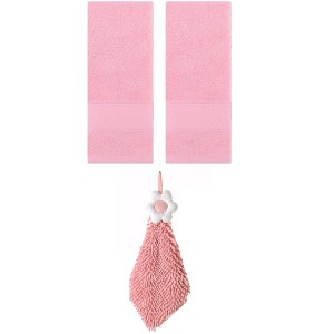 REGALWOVEN 3 Pcs Soft Absorbent Hand Towel Bathroom Decorative Set - 1 of 4