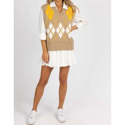 Women's ARGYLE PATTERN SWEATER VEST - MABLE