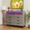 Dresser for Bedroom with 6 Drawers & 2-Door Storage Cabinet, Chest of Drawers with Charging Station & LED Lights, Tall Dresser with Ample - 3 of 4