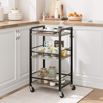 Whizmax Bar Cart for Home, Small Home Bar Serving Carts, Bar Cart with Wheels, 3 Tier Rolling Utility Storage Carts for Kitchen Dining Living Room