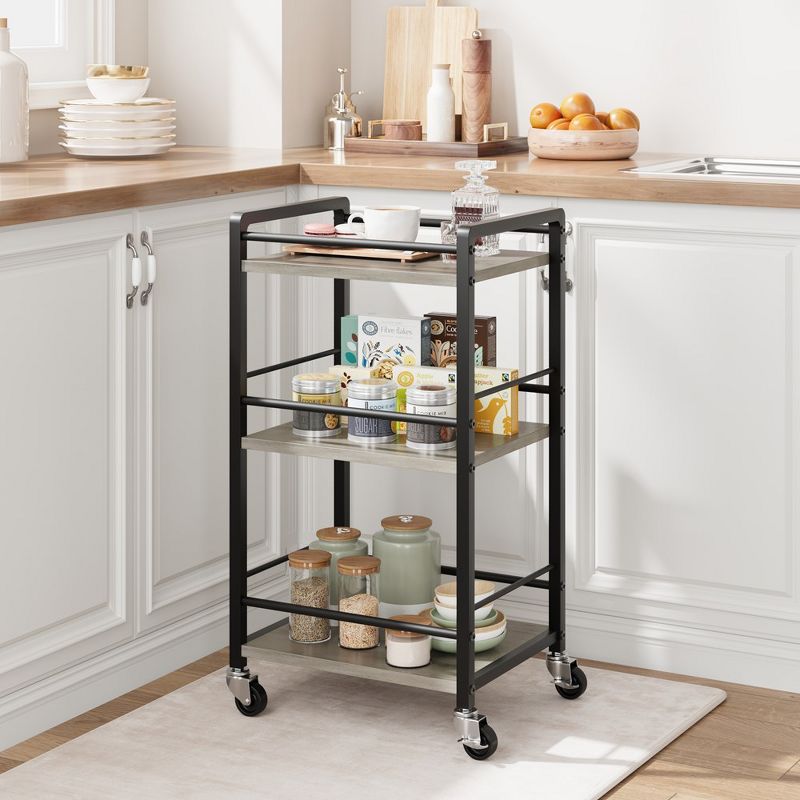 Whizmax Bar Cart for Home, Small Home Bar Serving Carts, Bar Cart with Wheels, 3 Tier Rolling Utility Storage Carts for Kitchen Dining Living Room, 1 of 9