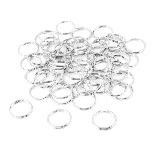 Unique Bargains Handbag Metal Universal Split Key Rings Keychain Holder Silver Tone 20mm Outside Dia 60 Pcs - 1 of 4