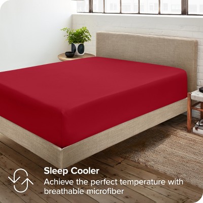 Queen Red Ultra-Soft Microfiber Deep Pocket Fitted Sheet