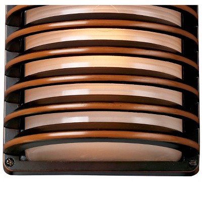 Banded Grid Bronze Wall Sconces with Frosted Glass - Set of 2