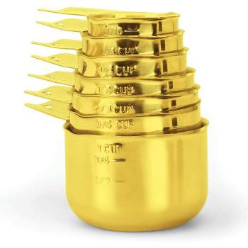 Gold Tone Measuring Cup Set Heavy Duty Durable - Zatoba