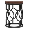 Syemin End Tables Round Industrial Side Table with Metal Openwork Frame, Rustic End Table Nightstand for Living Room, Brown, 17.72"*17.72"*23.62" - 2 of 4