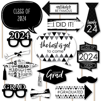 Big Dot Of Happiness Black And White 2024 Graduation Party Photo Booth 