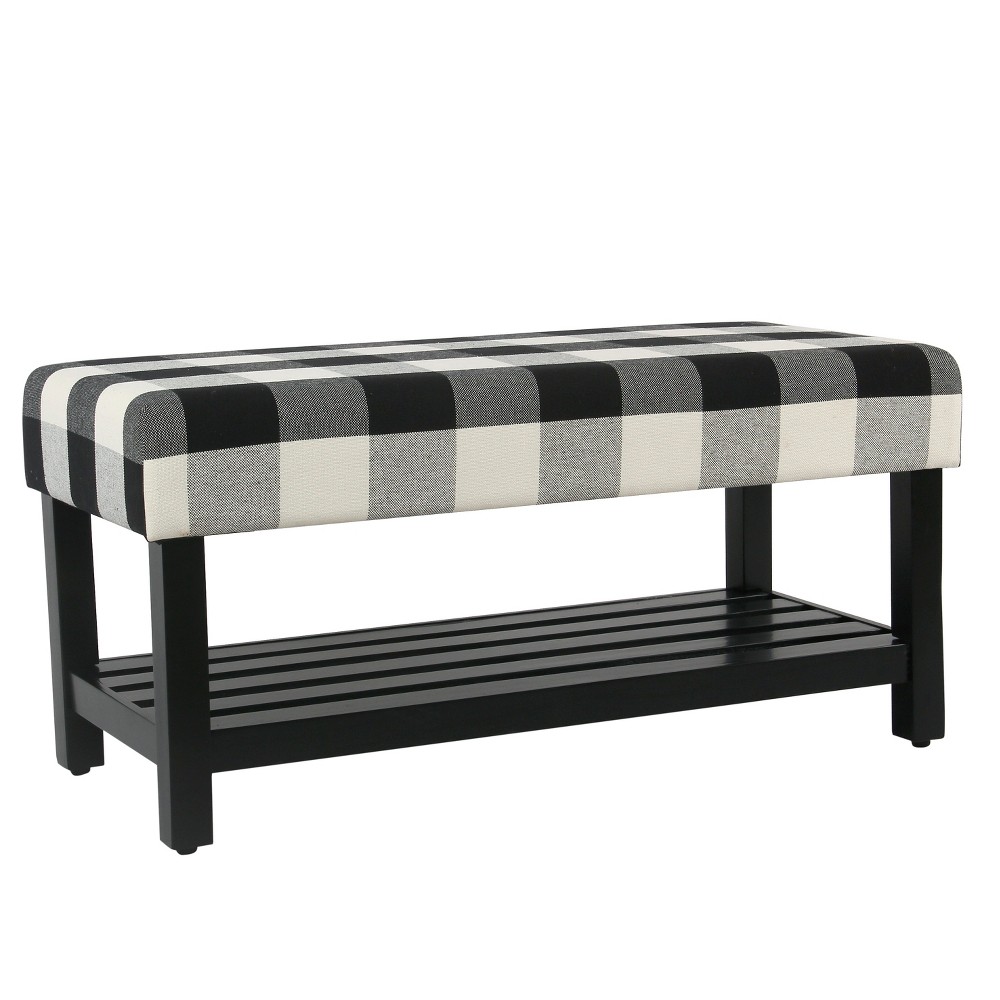 Decorative Bench with Wooden Black Plaid - Homepop was $189.99 now $142.49 (25.0% off)