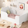 CAVINAS Childlike Bear-Shaped Toddler Bed Frame with Fence,Ages 3-6 Small Floor Bed for Kids Room,Bedroom - 2 of 4