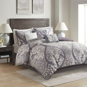 PAGED Comforter Set 7 Piece Cotton Printed Bedding Comforter Sets Transitional Bedding Set with Decorative Pillows, Bed Skirt - 1 of 4