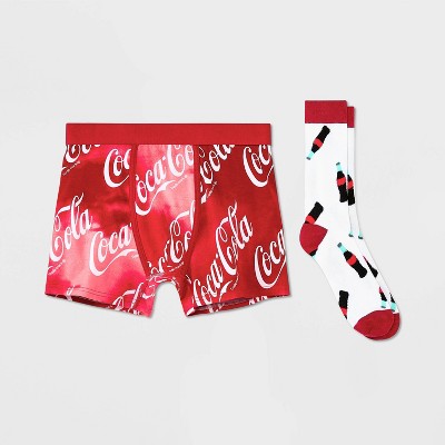 Men's Coca-Cola Boxer Briefs & Socks - White/Red
