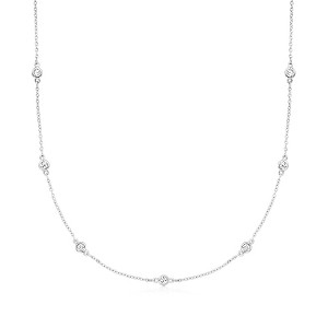 Ross-Simons 1.00 ct. t.w. Moissanite Station Necklace in Sterling Silver - 1 of 3