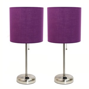 Creekwood Home Contemporary Bedside Table Lamp with Power Outlet - 1 of 4