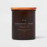 9oz Lidded Amber Glass Jar Crackling Wooden Wick Sandalwood and Smoke Candle - Threshold™