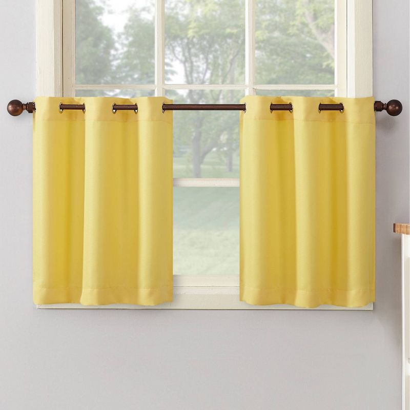 2pc No. 918 Semi-Sheer Montego Casual Textured Grommet Kitchen Curtain Tier Pair, 1 of 11