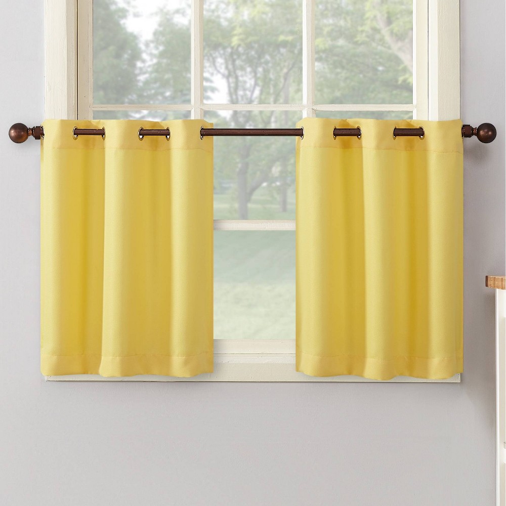 Photos - Curtains & Drapes 2pk 56"x36" Montego Casual Curtain Tiers Yellow - No. 918