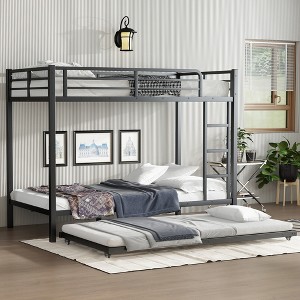 Twin XL Over Twin XL Metal Bunk Bed with Twin Size Trundle - 1 of 4
