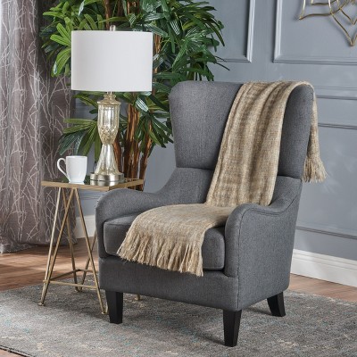 38.75"H High-Back Accent Chair, Wooden Upholstered Arm Chair 4S - ModernLuxe