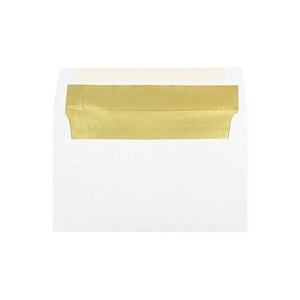 JAM Paper A10 Foil Lined Invitation Envelopes 6 x 9.5 White with Gold Foil 900905660 - 1 of 2