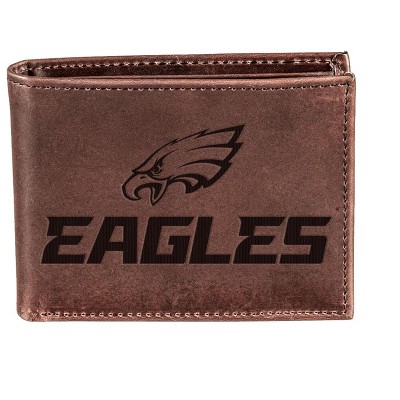 Evergreen NFL Philadelphia Eagles Brown Leather Bifold Wallet Officially Licensed with Gift Box