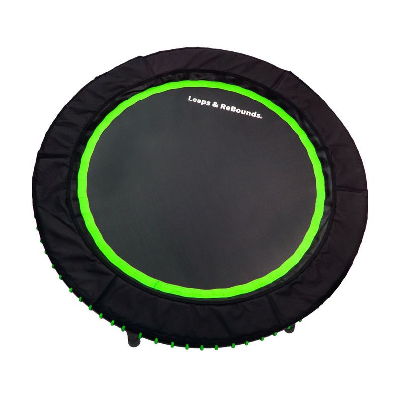LEAPS & REBOUNDS 40" Round Mini Fitness Trampoline & Rebounder Indoor Home Gym Exercise Equipment Low Impact Workout for Adults, Green, 1 of 8
