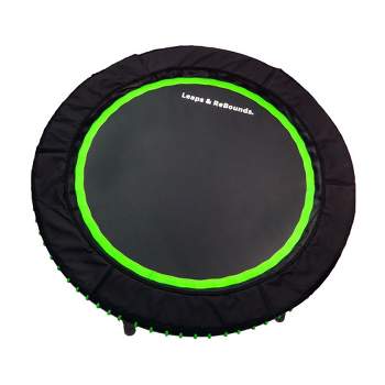 LEAPS & REBOUNDS 40" Round Mini Fitness Trampoline & Rebounder Indoor Home Gym Exercise Equipment Low Impact Workout for Adults, Green