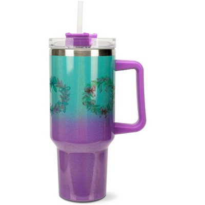 Elanze Designs Christmas Wreaths & Pretty Bows Winter Coquette 40 Oz. Stainless Steel Water Bottle Coffee Mug, Spill & Leak Resistant, Travel Tumbler