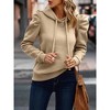Women’s Puff Long Sleeve Drawstring Hooded Sweatshirt Casual Loose Pullover Sweatshirt - 4 of 4