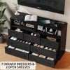 7 Drawer Wood Dressers for Bedroom with LED Lights, Wooden Dresser with Charging Station and 2 Open Compartments, Modern Chest of Drawers - 3 of 4
