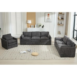 89'' Chenille Double-Layer Cushion 3-Seater Sofa with Detachable Lumbar Pillow and Deep Seating - 1 of 4