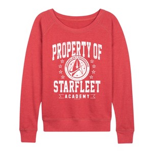Women's - Star Trek - Property of Starfleet Lightweight French Terry Wide Neck Long Sleeve Graphic Shirt - 1 of 4