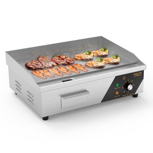 ROVSUN Electric Countertop Flat Top Griddle, Electric Griddle, Teppanyaki Grill Stainless Steel with Adjustable Temperature Control 122°F-572°F - 1 of 4