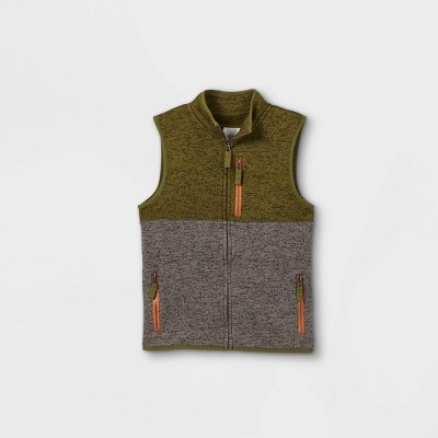 grey zip up vest