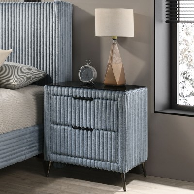 NicBex Upholstery Nightstand with 2 Drawers Wide Wale Corduroy Bedside Table Solid End Table for Living Room, Bedroom
