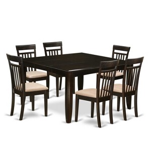 HomeStock 7-Piece Cappuccino Finish Solid Wood Top Dining Table with 6 Chairs - 1 of 4