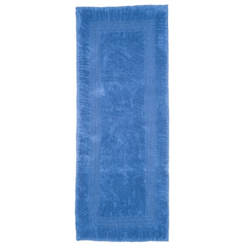 Solid Reversible Long Bath Rug Blue - Yorkshire Home: Cotton Tufted ...