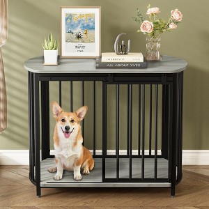 YOOCOZZ 31.5" Modern Dog Crate End Table with Double Doors - Gray - 1 of 4