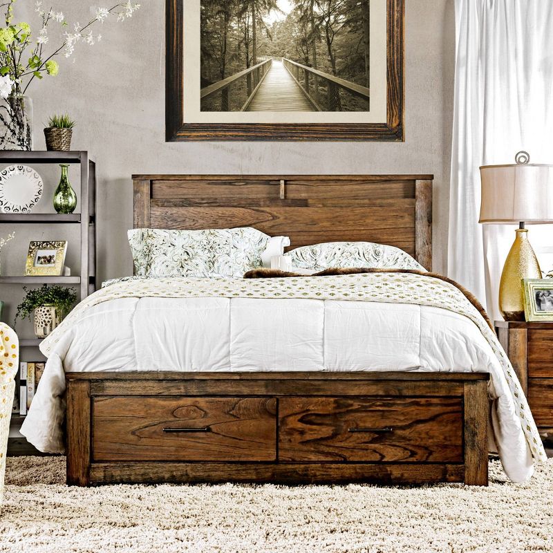 Queen Keaton Rustic 2 Drawer Platform Bed Antique Oak - HOMES: Inside + Out, 4 of 10