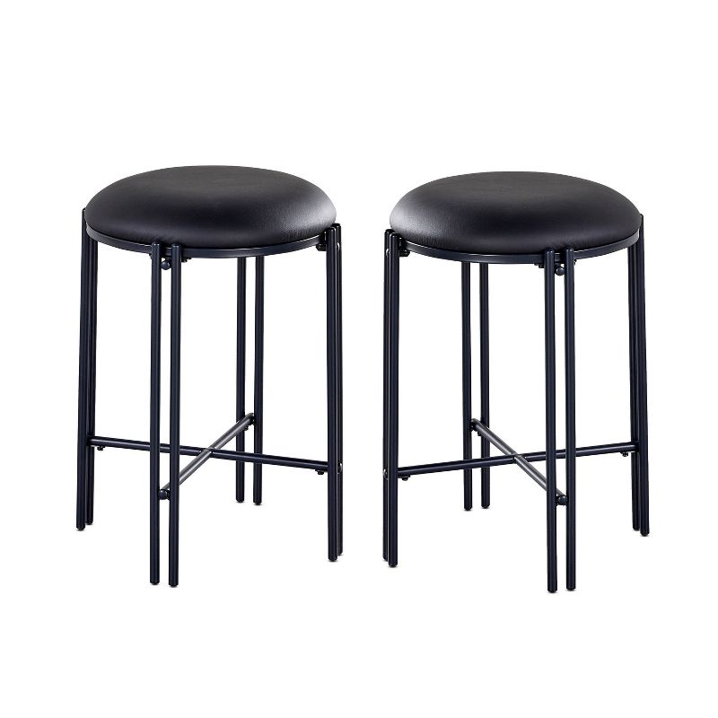 24&#34; Set of 2 Morgan Backless Round Counter Height Barstool Black - Steve Silver Co., 1 of 7