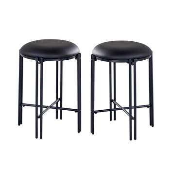 24" Set of 2 Morgan Backless Round Counter Height Barstool Black - Steve Silver Co.