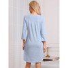 cheibear Women's Button Down Nightgown Knit Stretchy Half Sleeve Soft Pajama Dress Nightshirt - 3 of 4