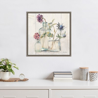 22 x 22 Gray Wash Floral Botanical Canvas Print