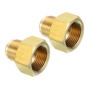 Unique Bargains Fit Air Gas Line Refrigeration Brass SAE 45 Degree Flare Plumbing Connectors - 1 of 4