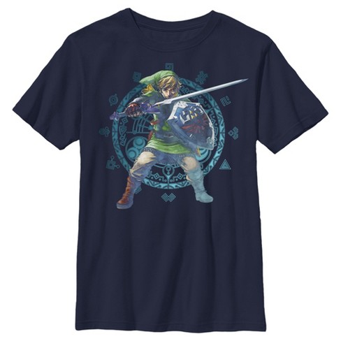 Boy's Nintendo Legend Of Zelda Link Watercolor Pattern T-shirt - Navy ...