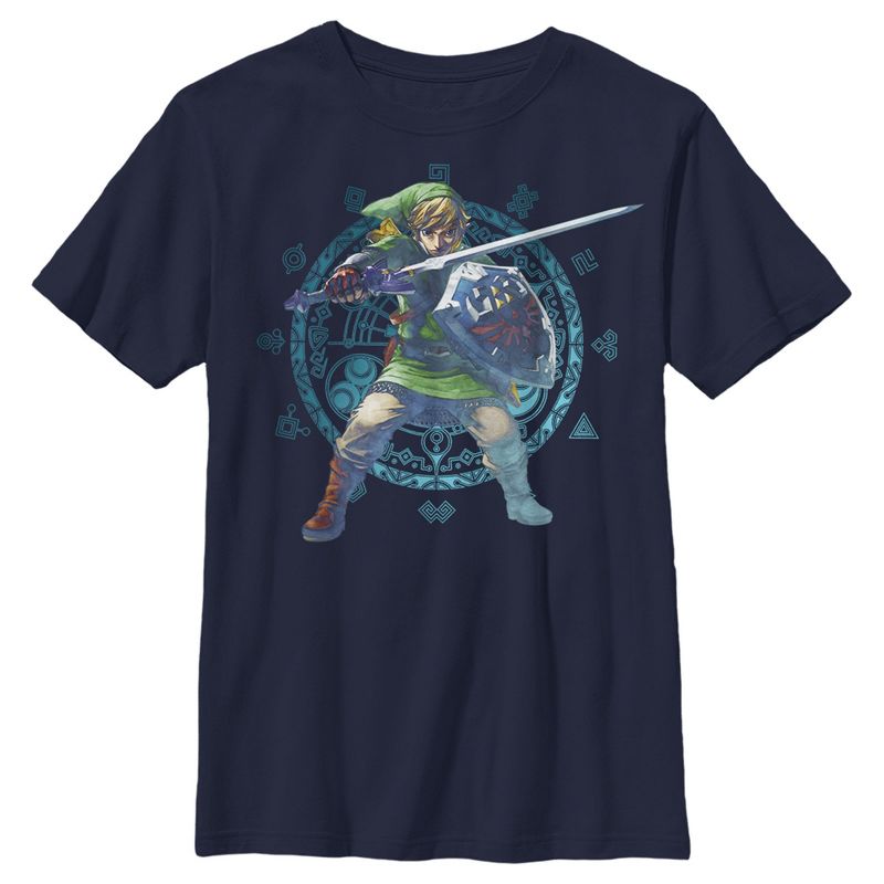 Boy's Nintendo Legend of Zelda Link Watercolor Pattern T-Shirt, 1 of 4